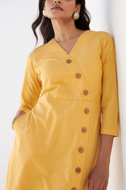 Pomelo Faux Wrap Dress - Yellow