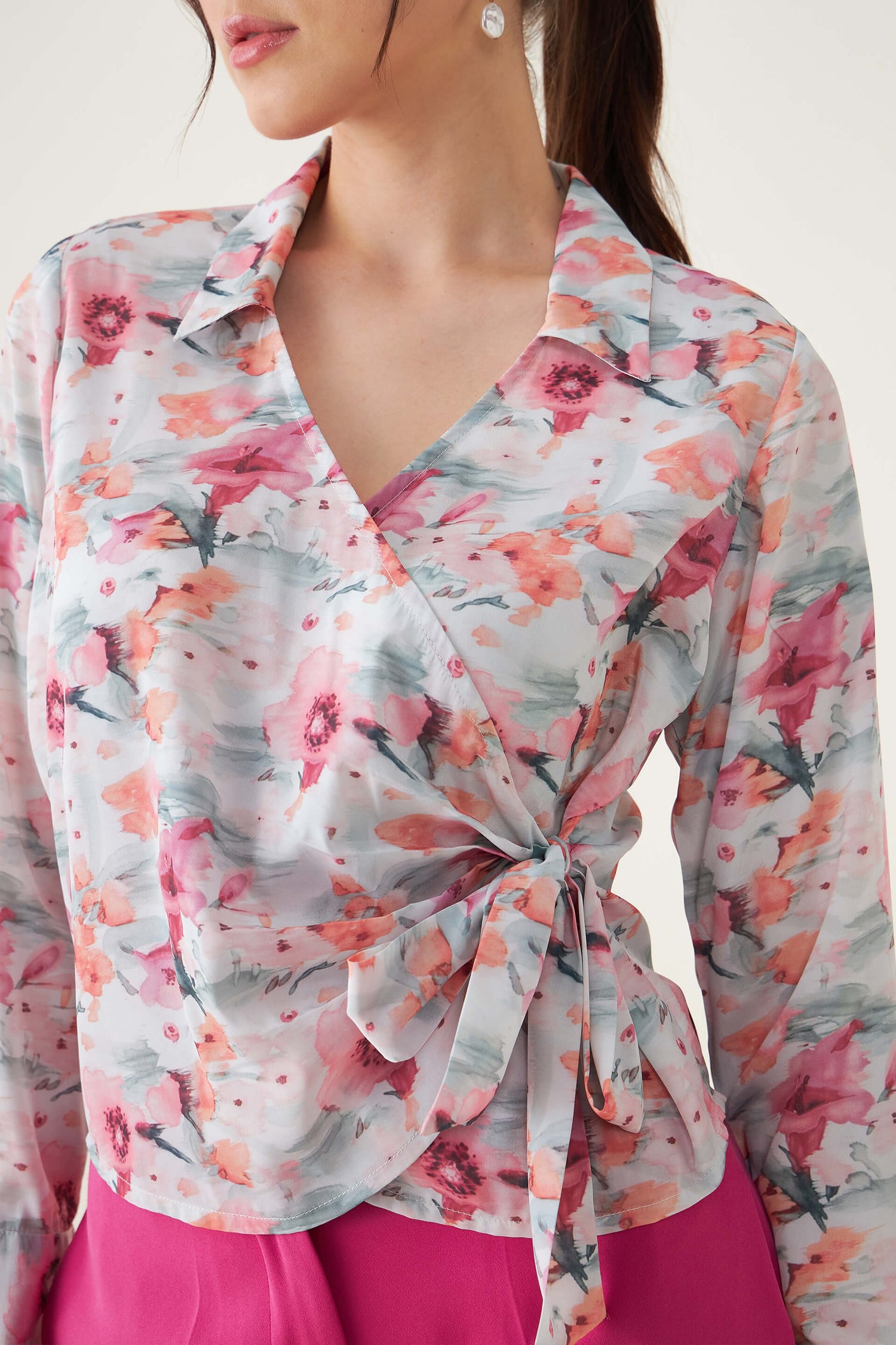 Bella Floral Wrap Top - Multicolor