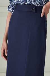 Artsy-Navy Flap Detailing Skirt - Navy