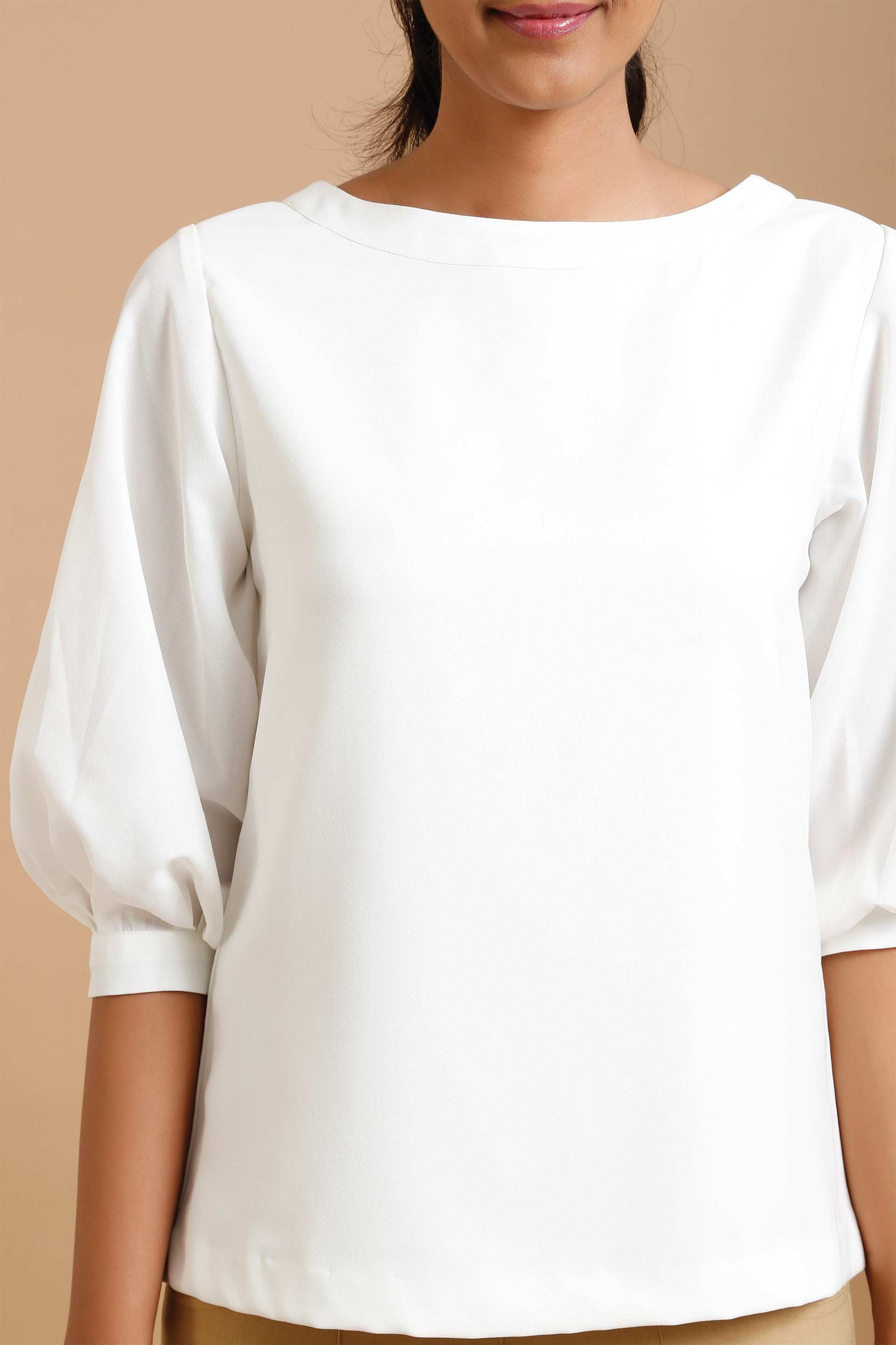 Coconut lantern sleeve top - White