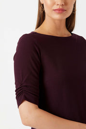 Bordeaux Ruched sleeve top - Maroon