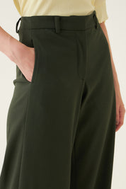 Suave High Rise Wide Leg Pants - Olive Green