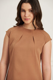 Sedate Sunray Pleat Top - Beige