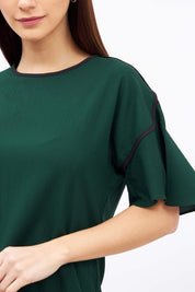 Gooseberry Slush Formal Flare Sleeve Top - Dark Green