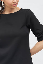 Judicious Ruched Sleeve Top - Black