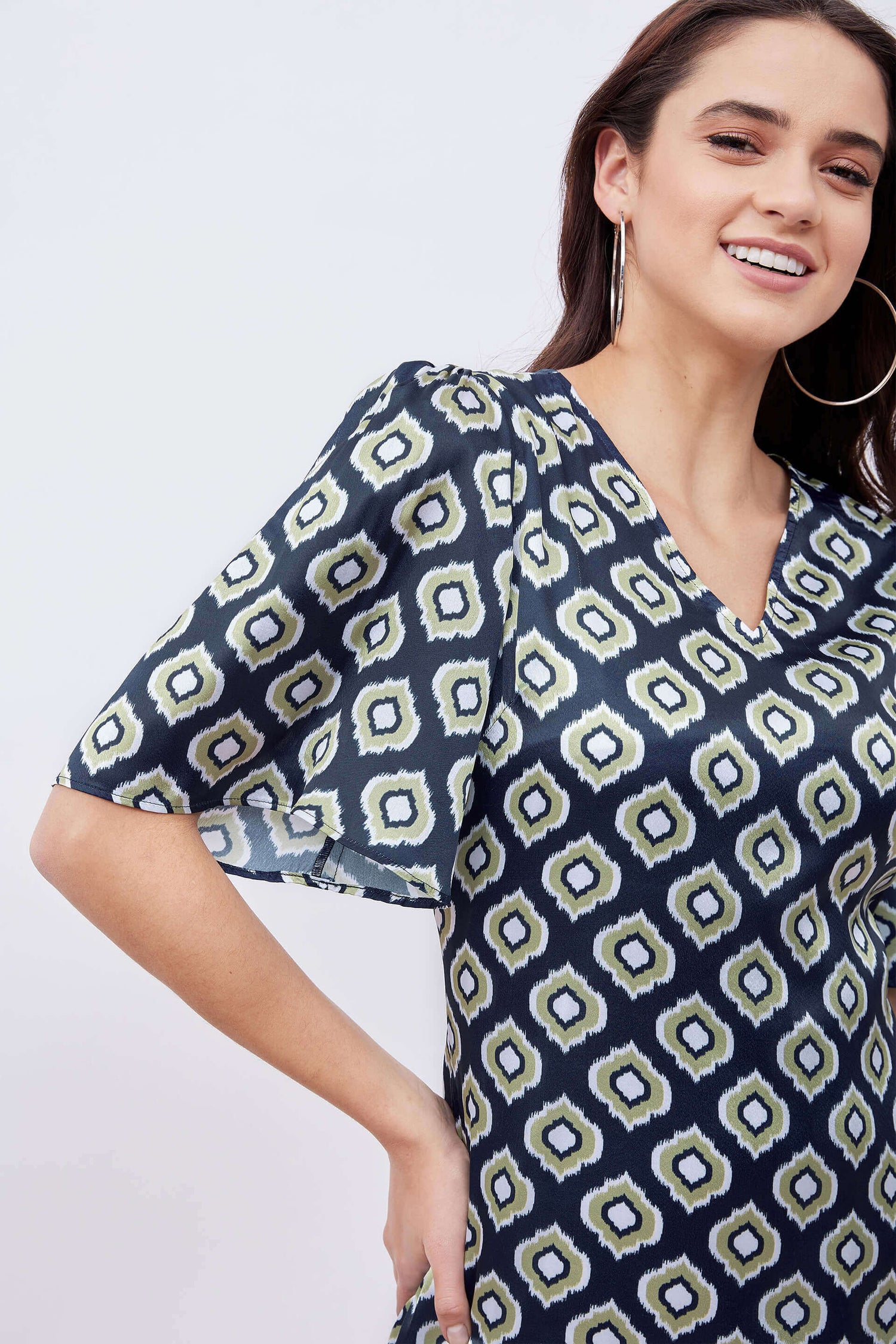 Auric Printed satin shift dress - Multicolor