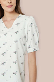 Anne Balloon Sleeves Top - Print