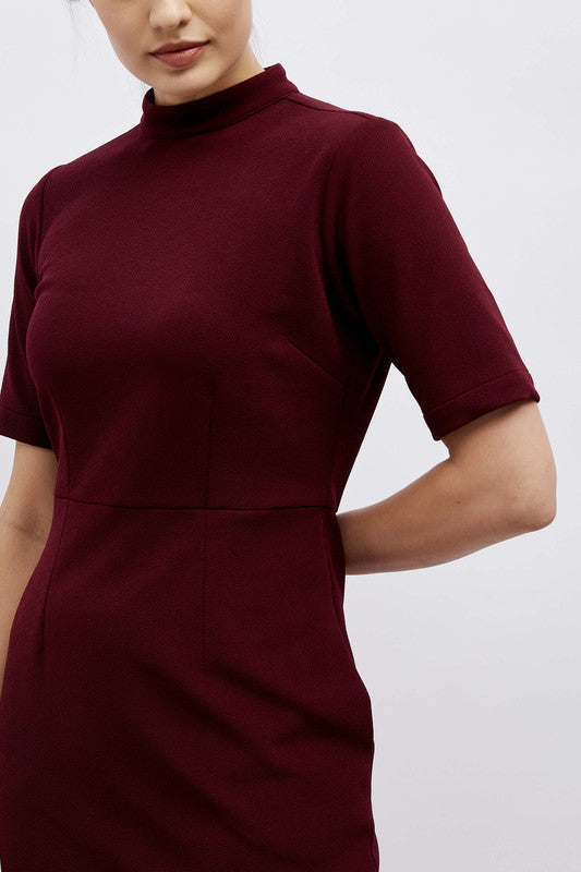 Nutmeg Fall-Winter High Neck Dress - Brown