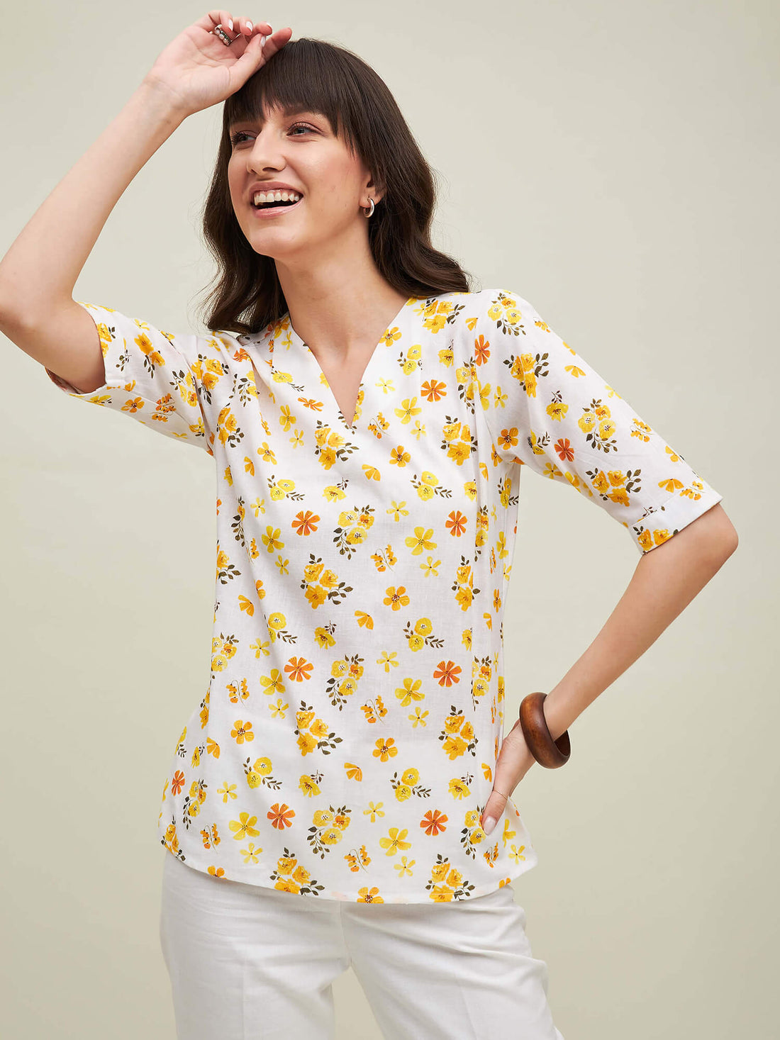 Marseille Floral V-Neck Top - Multicolor