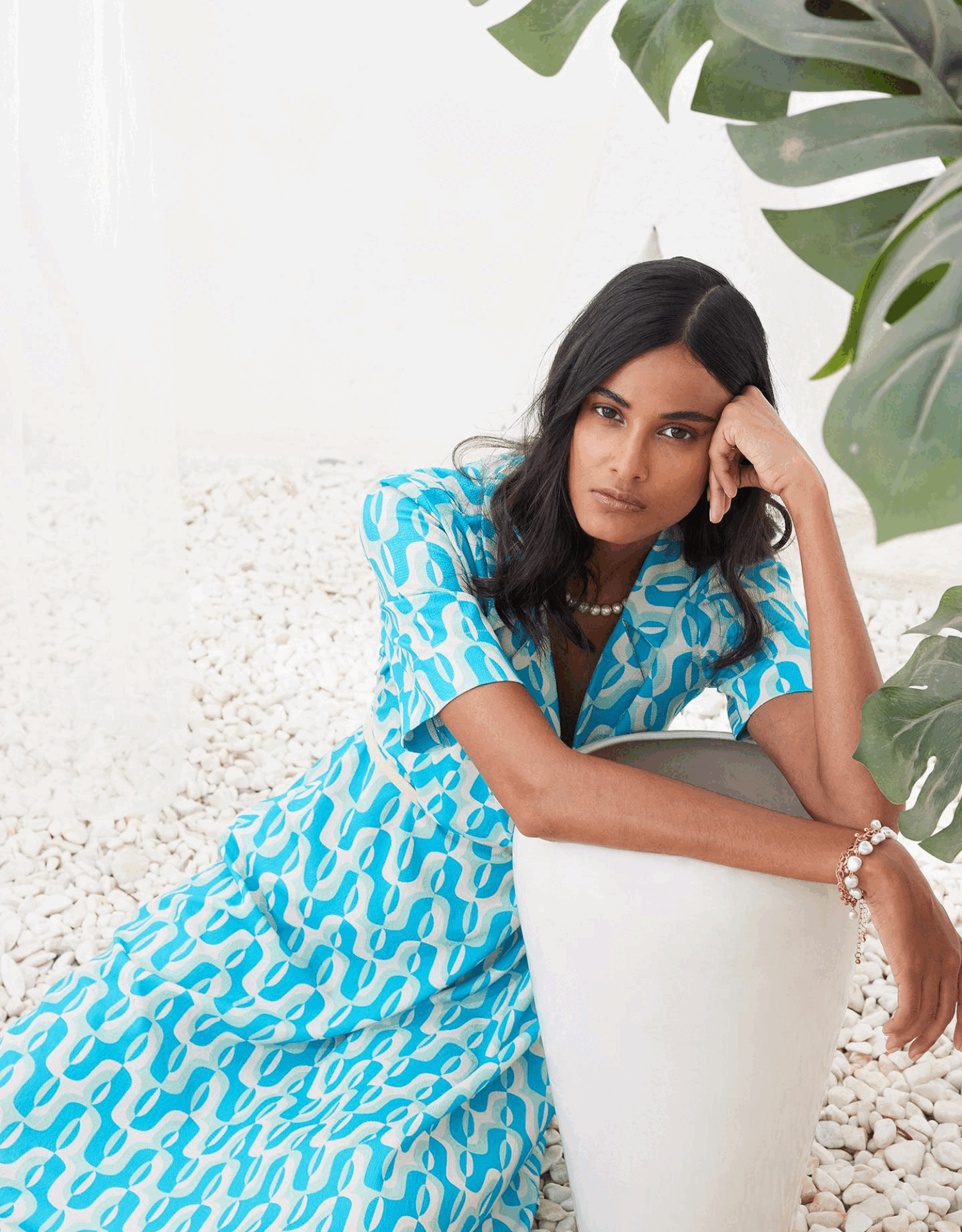 Maze Geometric Collared Dress - Multicolor