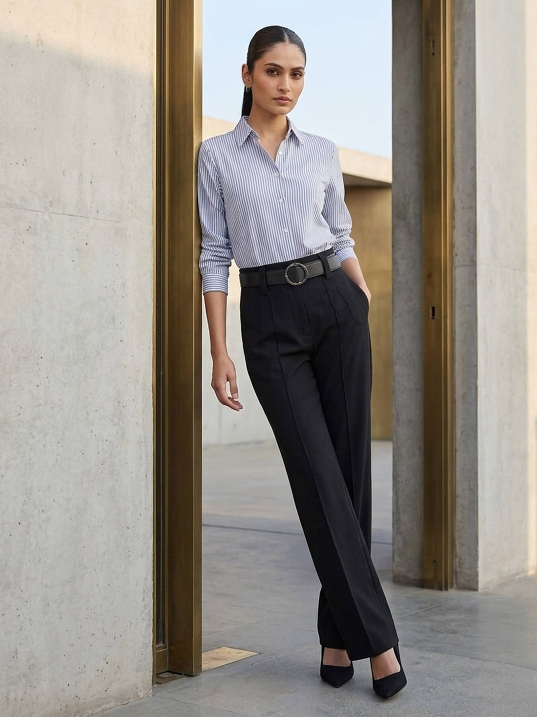 Nerina Relax Fit Shirt-Blue&amp;White