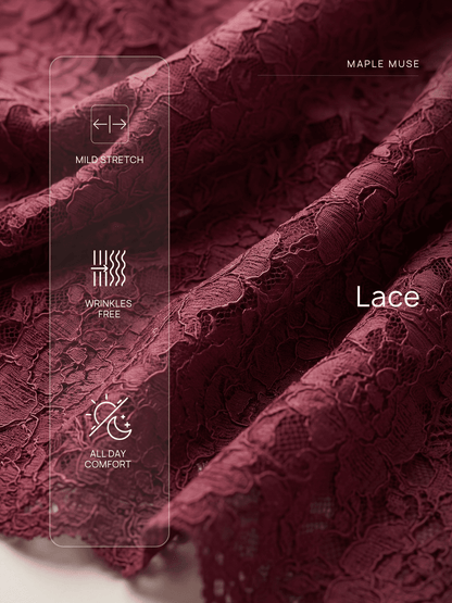 Nira Straight Lace Skirt-Wine