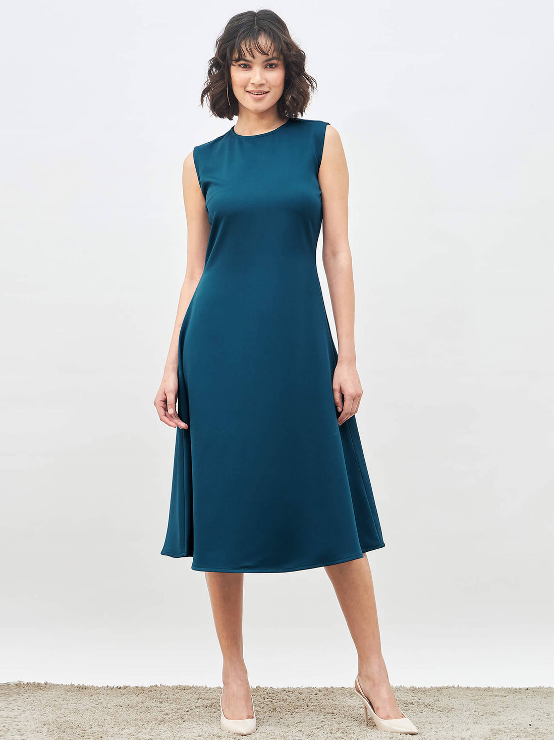 Noble Flared Midi Dress - Teal