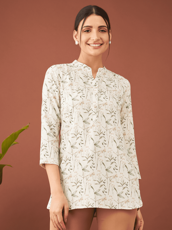 Buy Pamplona Floral Collared Tunic - Multicolor Color | Tunics for ...