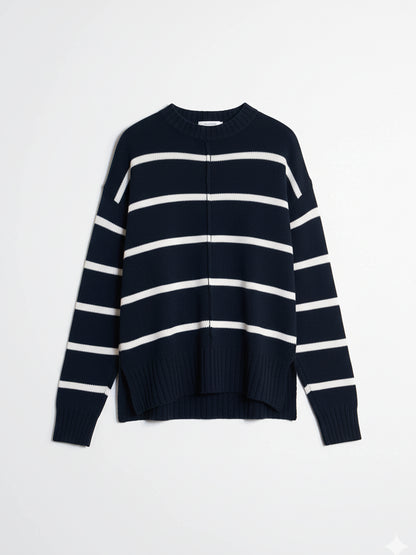 Penelope Striped Knit Sweater - Navy &amp; White