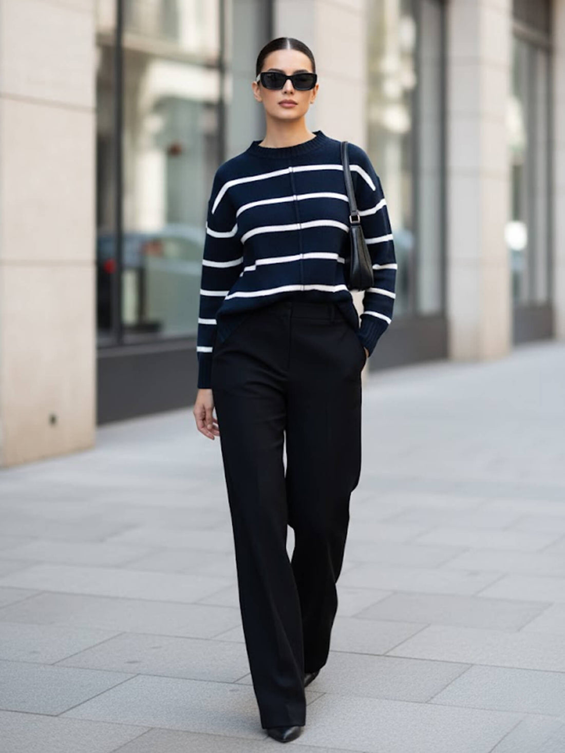 Penelope Striped Knit Sweater - Navy &amp; White