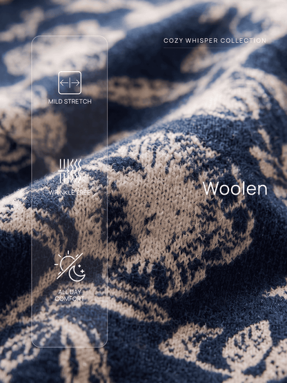 Rune Intricate Floral Jacquard Sweater-Navy Blue