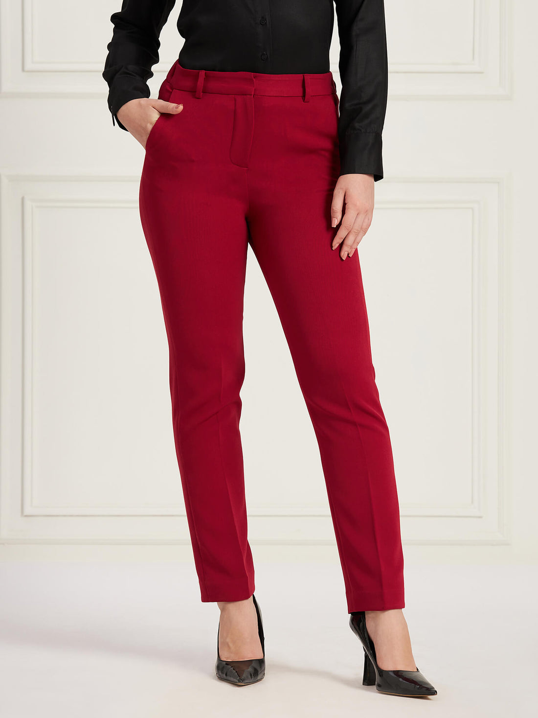 Savant High Rise Straight Fit Pants - Viva Magenta