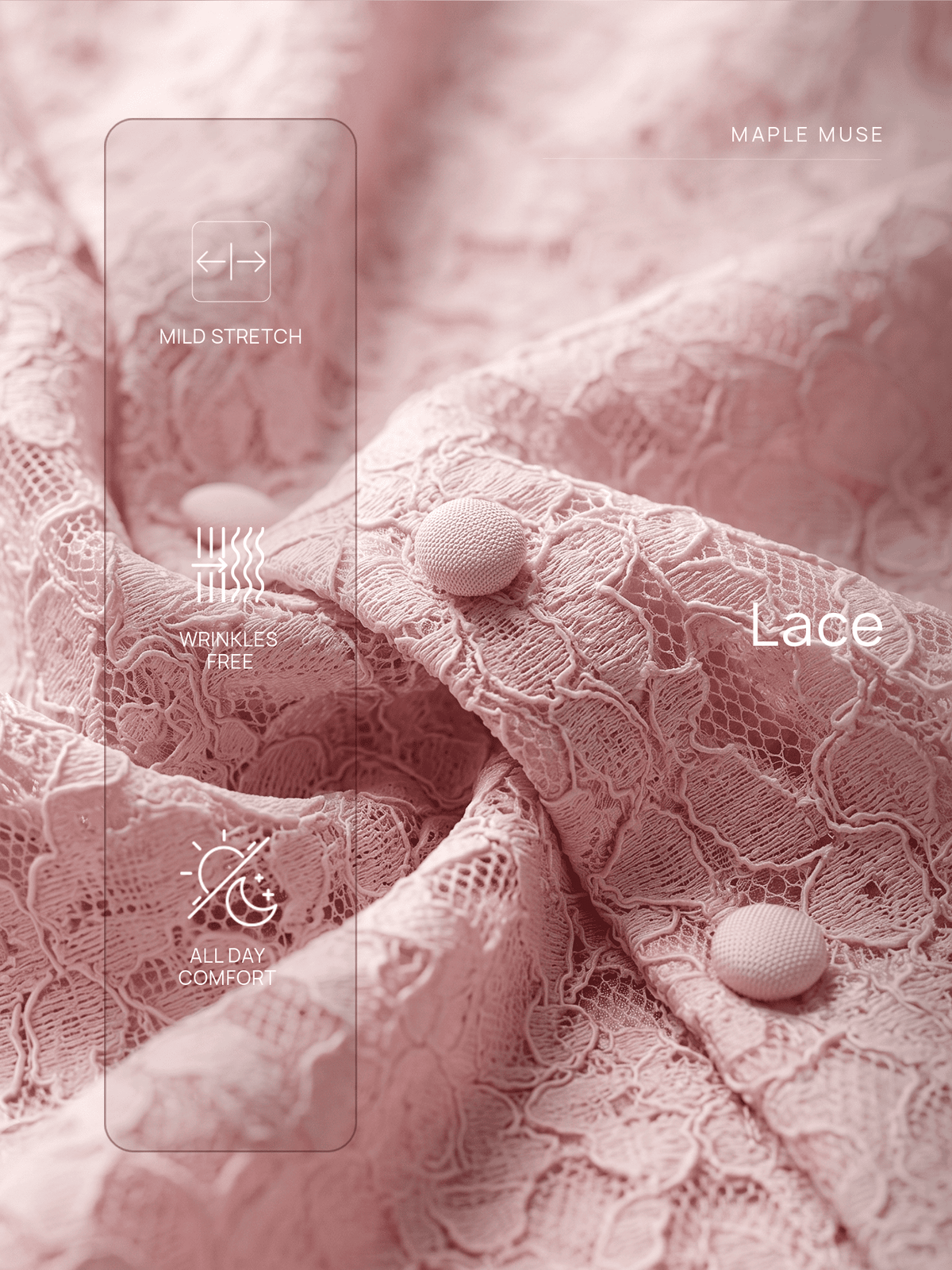 Seline Placket Lace Dress-Pink