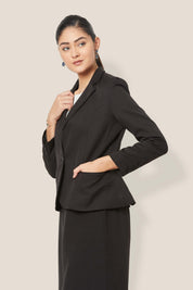 Gritty-Black Fitted Blazer - Black