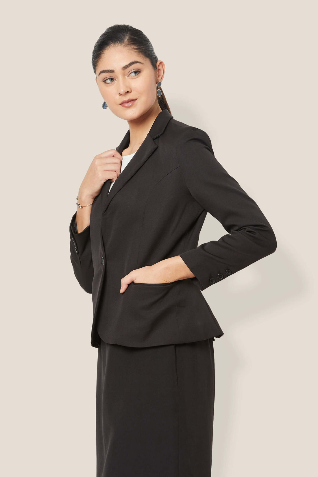 Gritty Single Breasted Blazer - Black