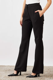 Courteous Flared Mid Rise Pants - Black