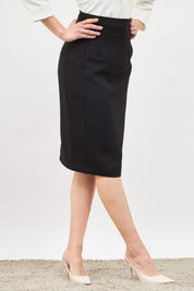 Fierce-Black Panelled Pencil Skirt - Black