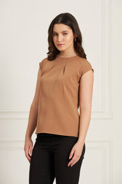 Sedate Sunray Pleat Top - Beige