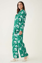 Evergreen Co-Ord Set Floral Co-Ord Set - Green/White