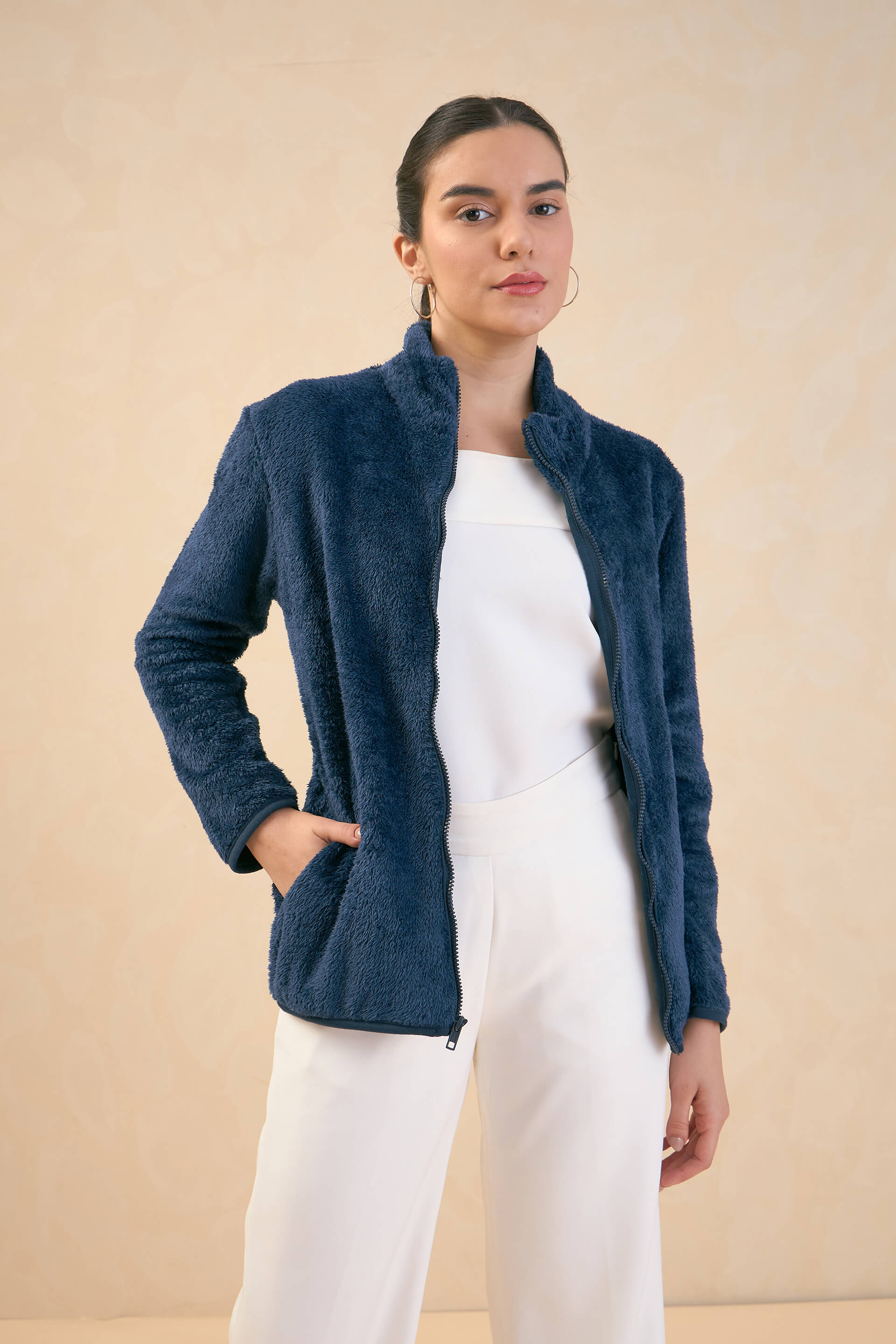 Julia Faux Fur Jacket - Blue