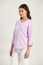 Majestic Contrast Piping Top - Lavender