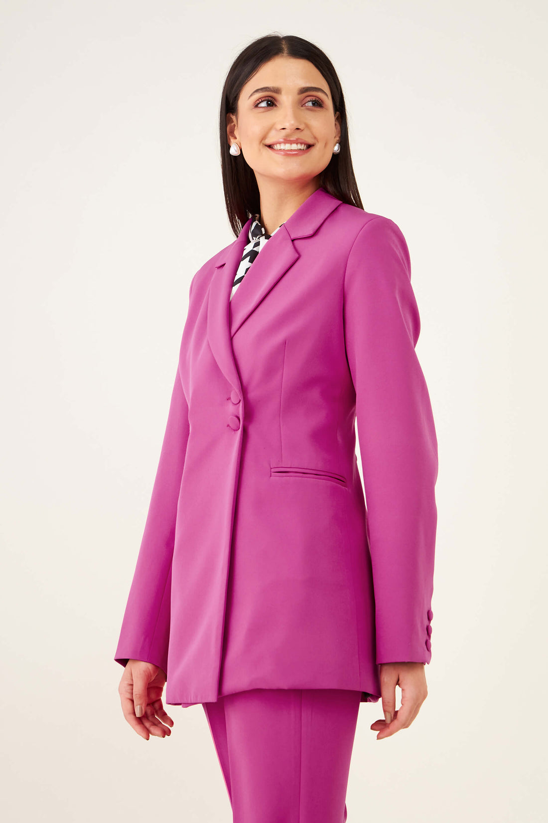 Boston Single Breasted Blazer - Fuchsia Pink