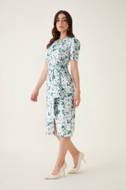 Esme Floral Sheath Dress - Green/White