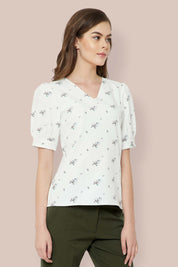 Anne Balloon Sleeves Top - Print