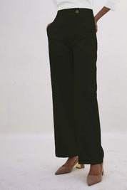 Mentos Elasticated Wide Leg Trousers - Olive Green