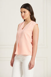 Camellia Top Pleated Top - Light Peach