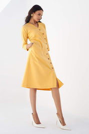 Pomelo Faux Wrap Dress - Yellow