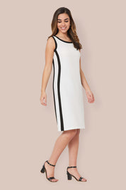 Urbane Contrast Patch Contour Dress - White