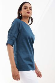 Zadar Pleated Sleeve Top - Teal