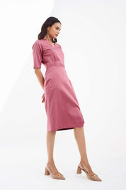 Cerise Panelled Sheath Dress - Blush Pink