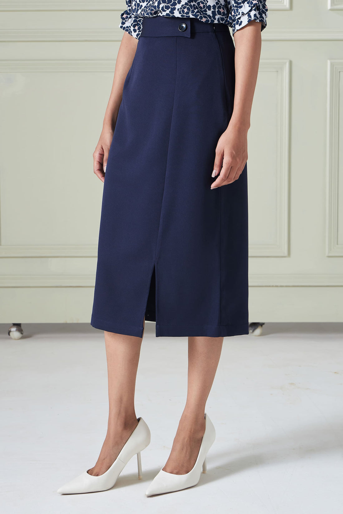 Artsy Flap Detailing Skirt - Navy