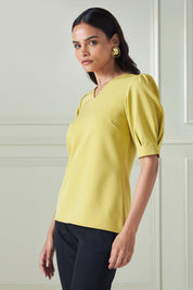 Radiant Balloon Sleeves Top - Chartreuse