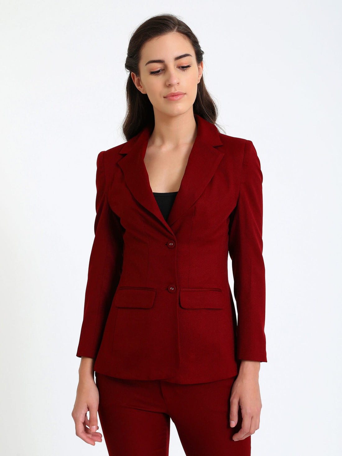 Sincere-Maroon Single Breasted Blazer - Maroon