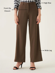 Suave- High Rise Wide Leg Pants - Coffee Brown