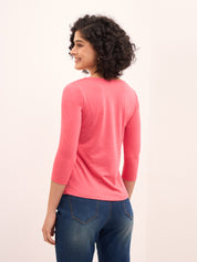 Tender Scoop Neck T-Shirt - Coral Pink