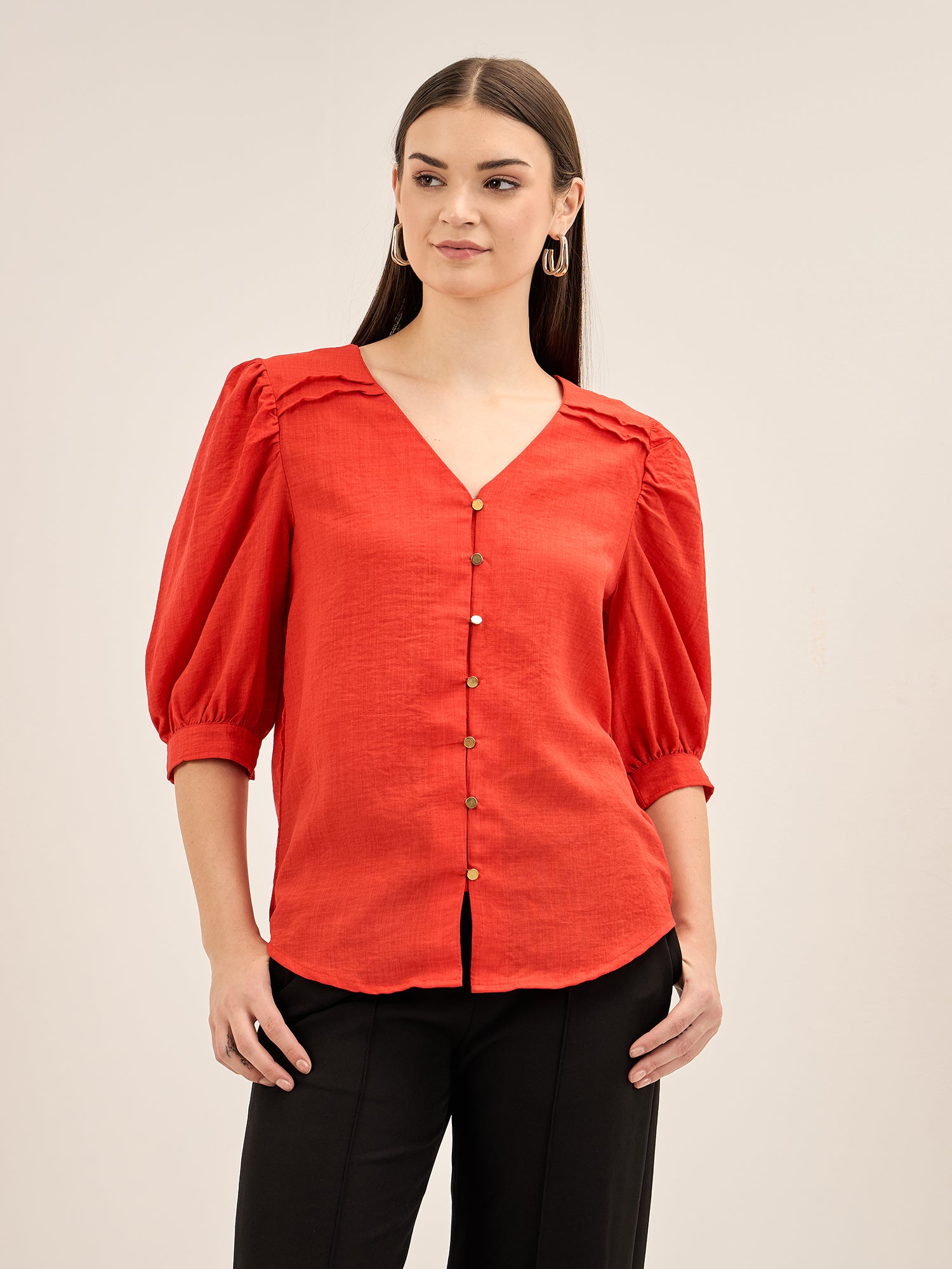 Tiger Lily Button Down Top - Red