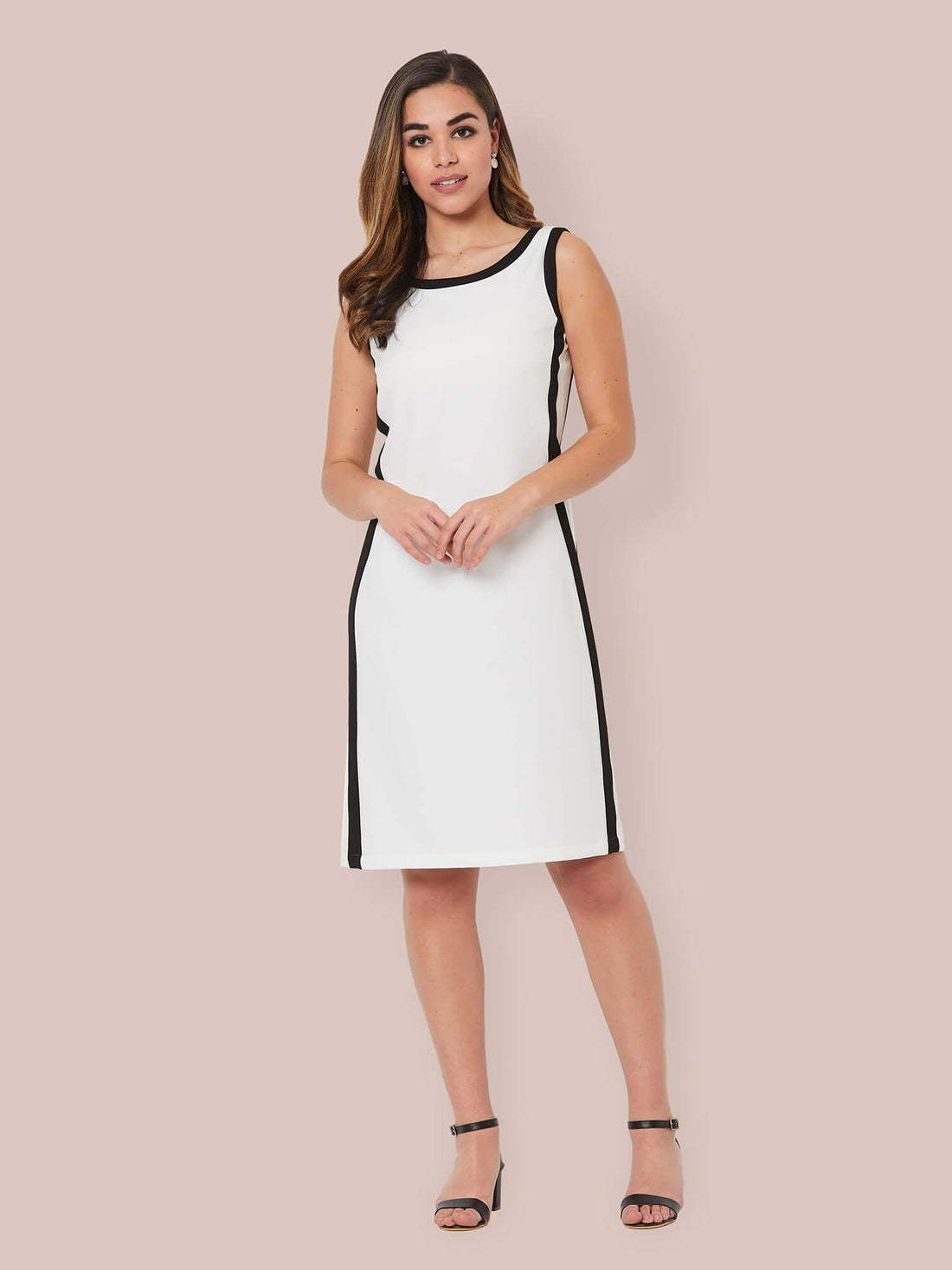 Urbane Contrast Patch Contour Dress - White