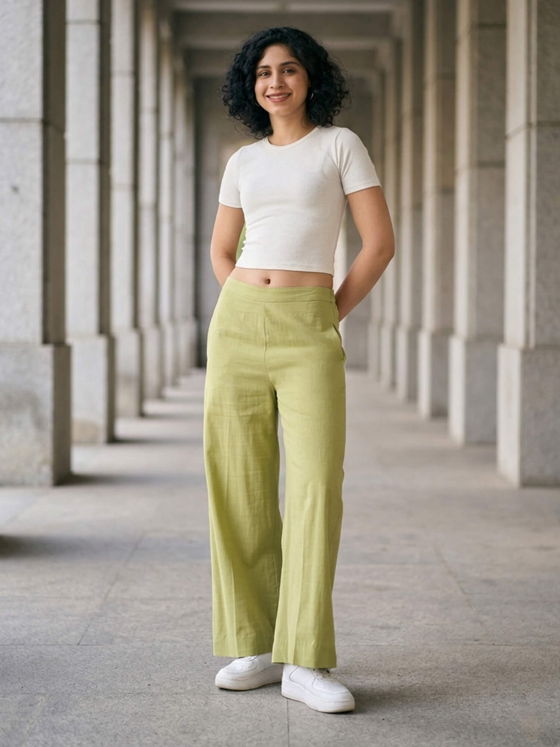Wasabi Wide Legged Trousers-Green