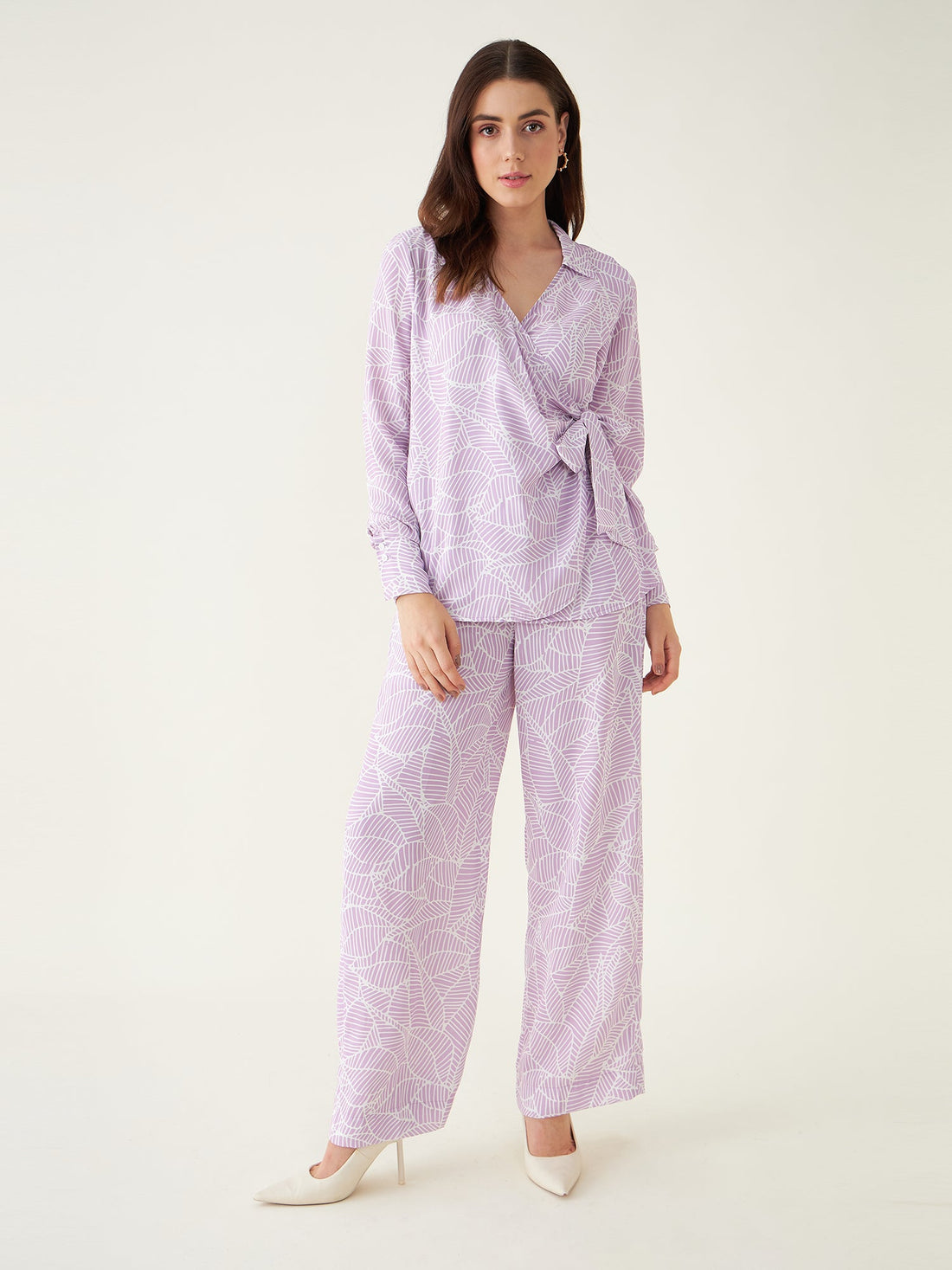 Wonderland Co-ord Set Tropical Co-Ord Set - Lilac/White