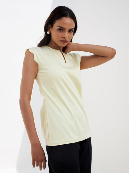 Yuzu Scalloped Sleeves Top - Yellow